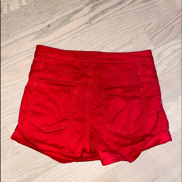 red high waisted jean shorts - Picture 3 of 3